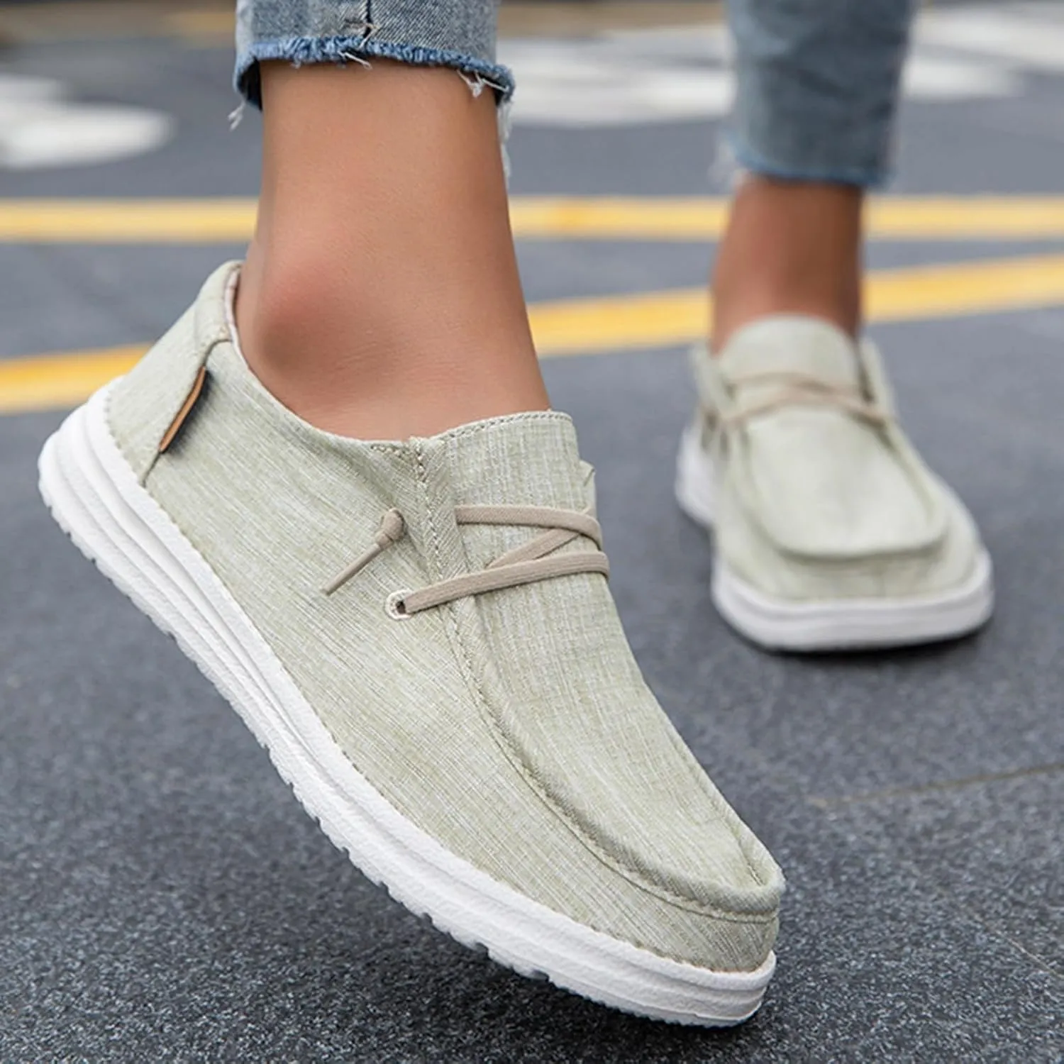 Loafers Women Shoes,Casual Canvas Comfy Lightweight Boat Shoes Women,Classic Breathable Non Slip Women's Loafers & Slip-ons,with Rubber Sole