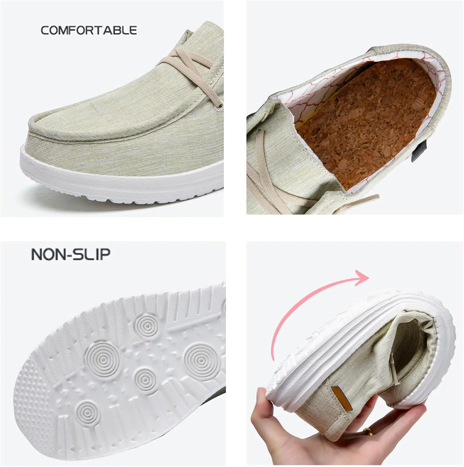 Loafers Women Shoes,Casual Canvas Comfy Lightweight Boat Shoes Women,Classic Breathable Non Slip Women's Loafers & Slip-ons,with Rubber Sole