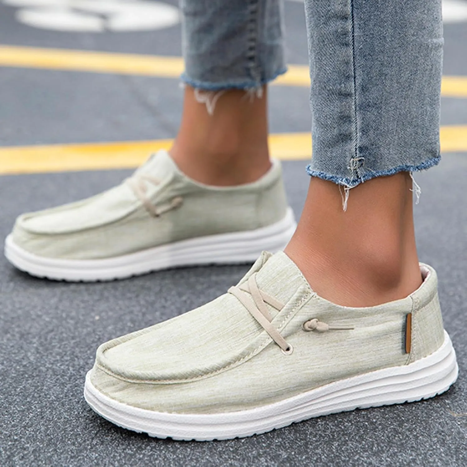 Loafers Women Shoes,Casual Canvas Comfy Lightweight Boat Shoes Women,Classic Breathable Non Slip Women's Loafers & Slip-ons,with Rubber Sole