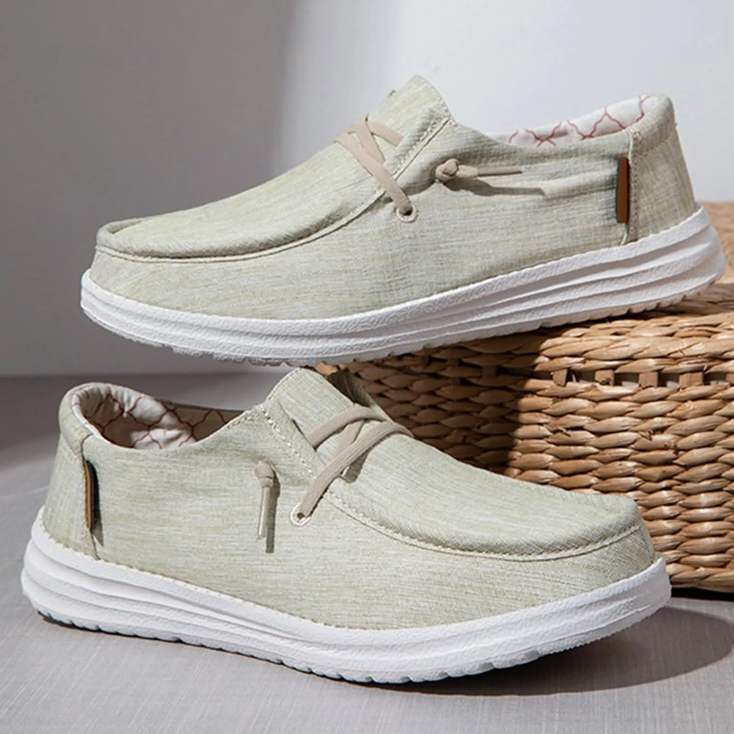 Loafers Women Shoes,Casual Canvas Comfy Lightweight Boat Shoes Women,Classic Breathable Non Slip Women's Loafers & Slip-ons,with Rubber Sole