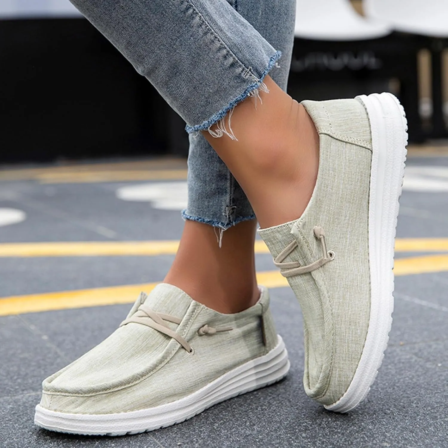 Loafers Women Shoes,Casual Canvas Comfy Lightweight Boat Shoes Women,Classic Breathable Non Slip Women's Loafers & Slip-ons,with Rubber Sole