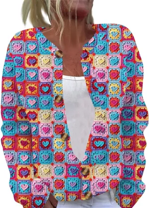 Long Sleeve Cute Cardigan Sweaters Women Button Down Open Front Ribbed Knit Valentines Sweater Coat 2025 Trendy Outfit