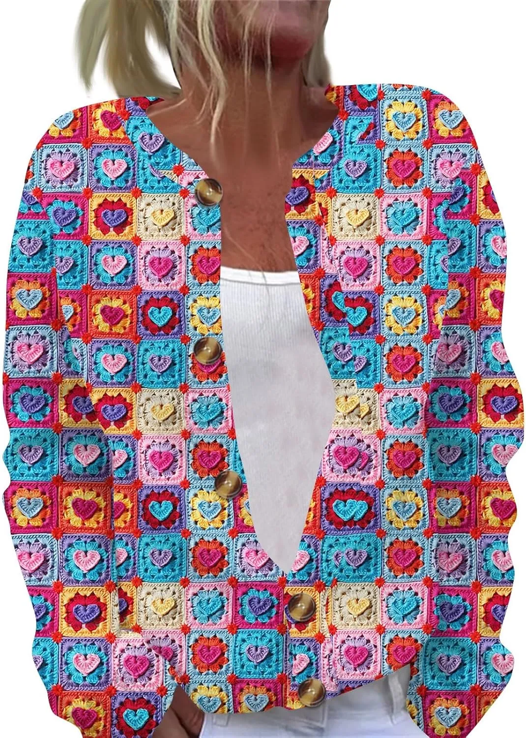Long Sleeve Cute Cardigan Sweaters Women Button Down Open Front Ribbed Knit Valentines Sweater Coat 2025 Trendy Outfit