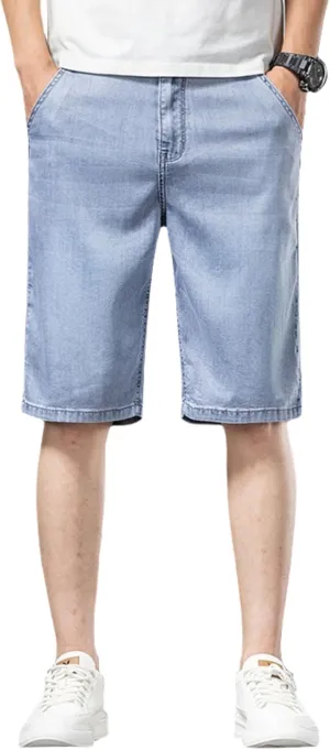 LUOBANIU Men's Thin Denim Shorts Casual Style Relaxed Fit Washed Jean Shorts for Men Summer Outdoor Everyday Wear