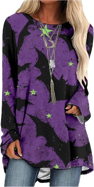 MARSVOVO Womens Long Sleeve Crew Neck Shirts Trendy Graphic Basic Tee Plus Size Causal Fall Tops Outfits Clothes 2024