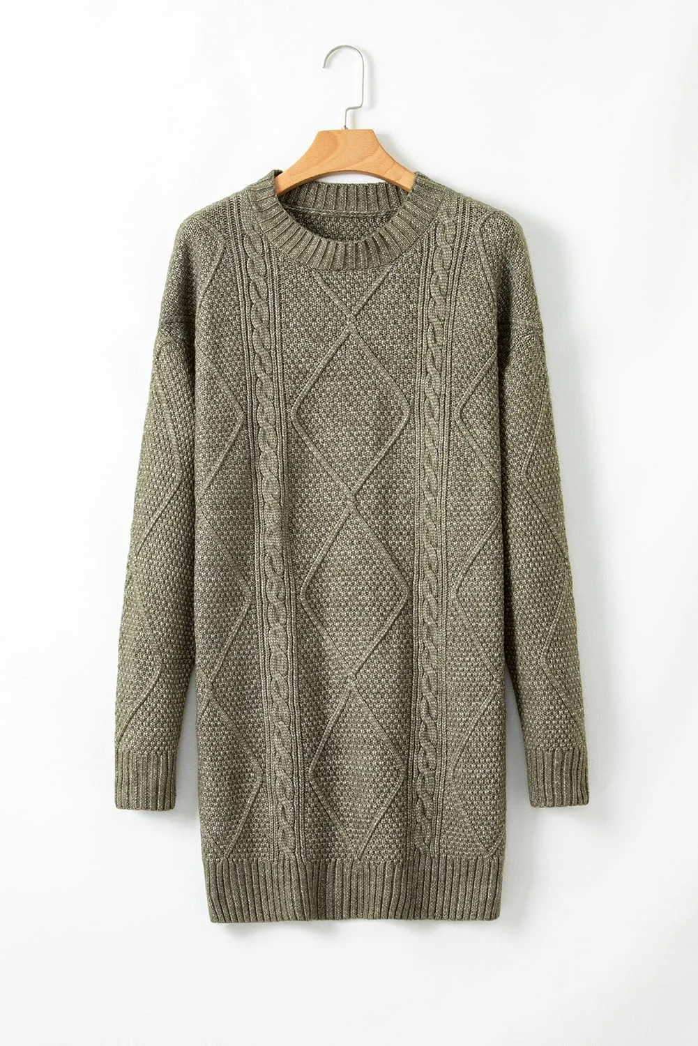 Melliflo Women's Cable Knit Sweater Dress - Parchment Loose Fit Drop Shoulder Dress for Fall & Winter