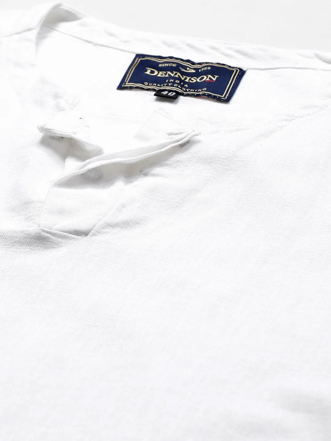 Men White Cotton Linen Kurta