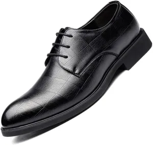 Men's Classic Lace-up Dress Shoes Mens Faux Patent Leather Comfortable Tuxedo Shoes Business Non-Slip Men Walking Oxford Shoes