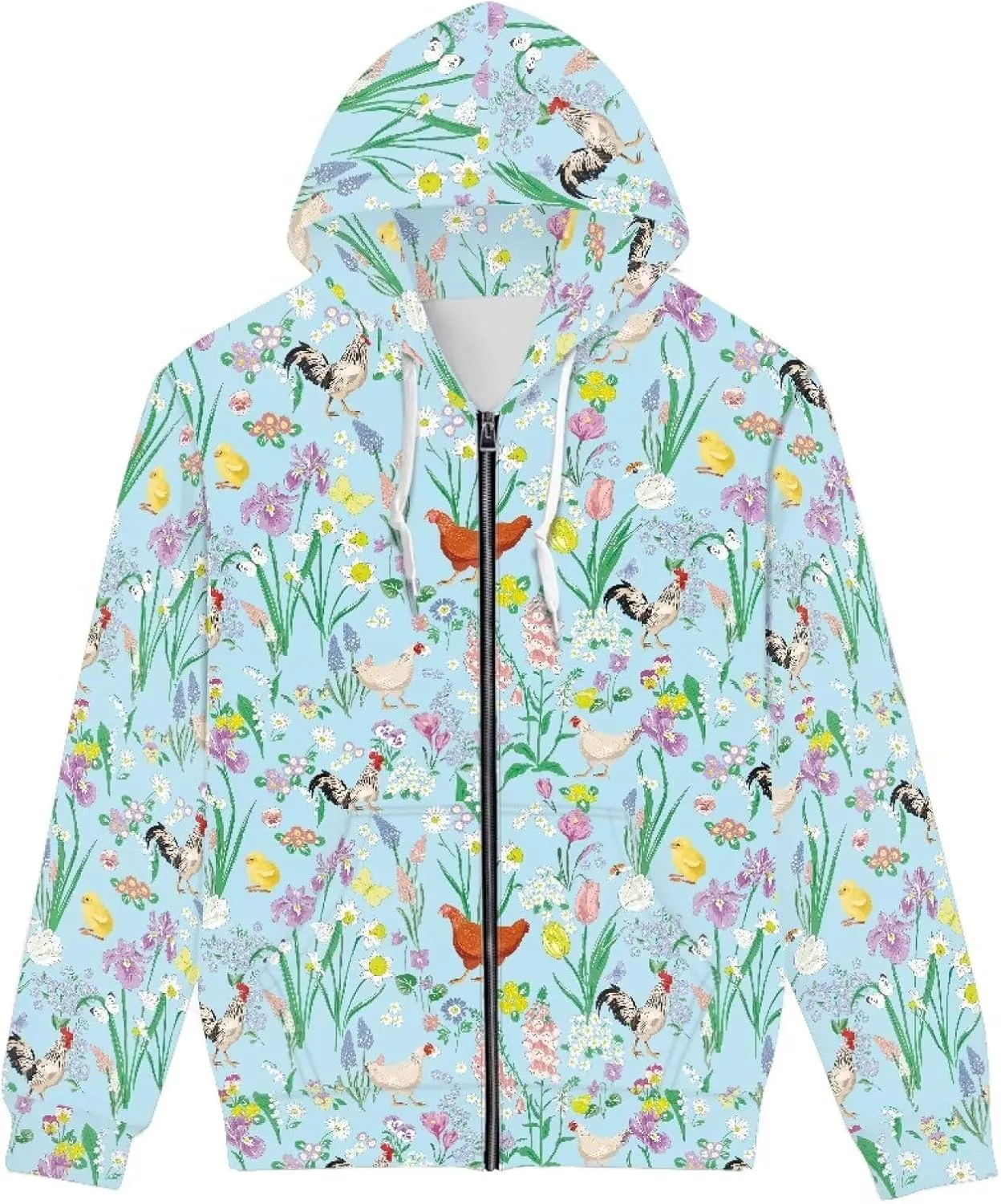 Mens Full Zip Hoodie Casual Loose Fit Long Sleeve Hooded Sweatshirt With Pocket