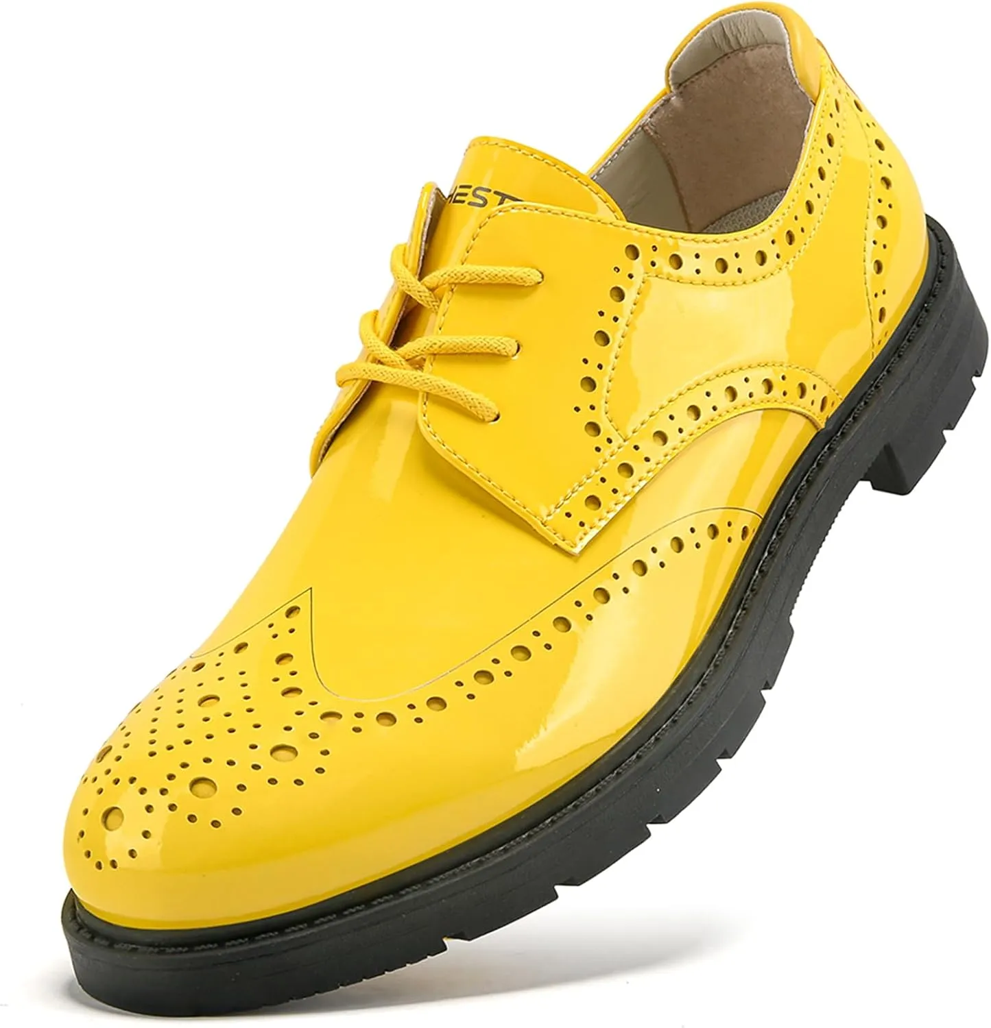 Mens Golf Shoes with 9 Spikes Waterproof Leather Golf Training Sneakers Lightweight Comfortable Golf Sports Shoe