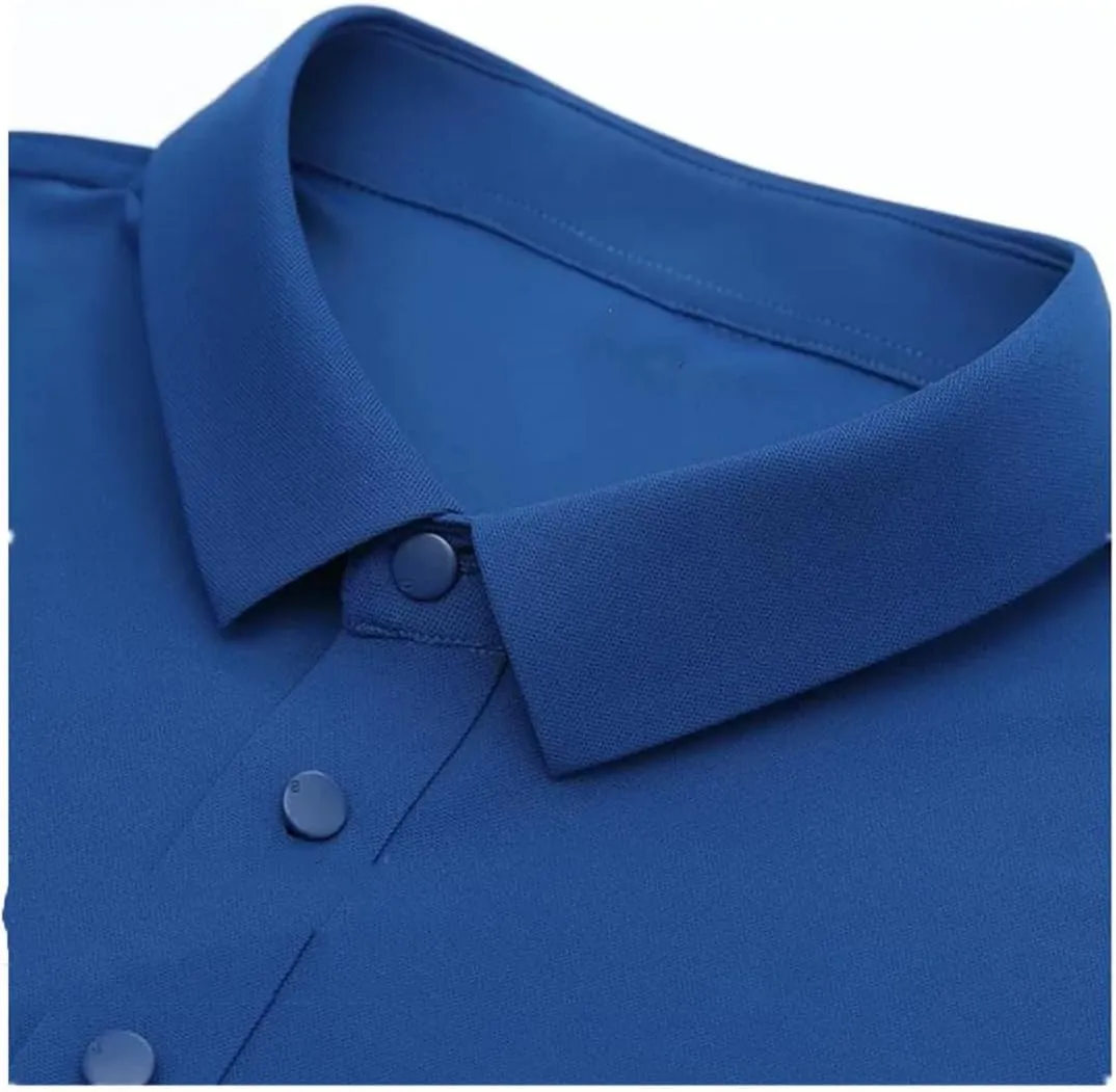Men's Ice Silk Polo Shirt Short Sleeve Wrinkle-Resistant Non-Iron Men's Business Loose T-Shirt Top