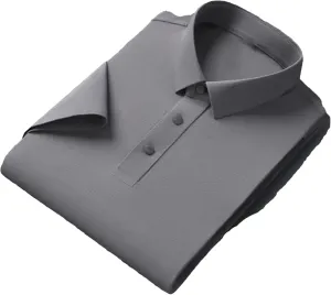 Men's Ice Silk Polo Shirt Short Sleeve Wrinkle-Resistant Non-Iron Men's Business Loose T-Shirt Top