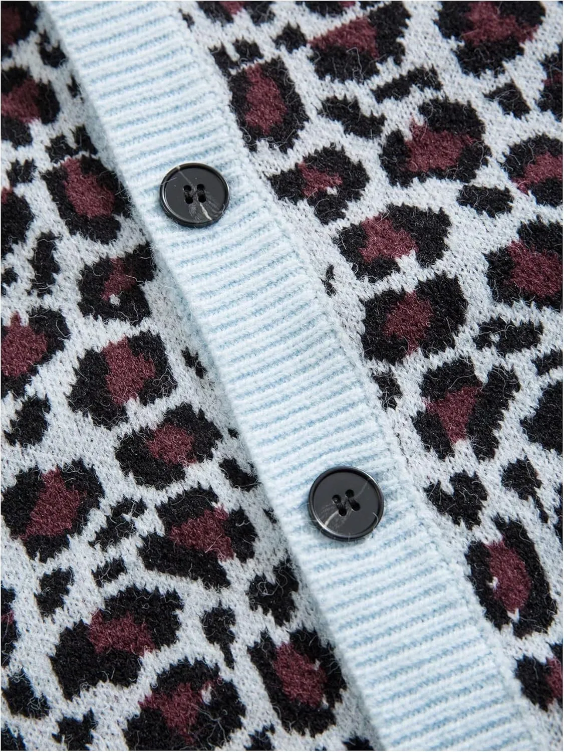 Men's Leopard Print Sweater Vest V Neck Button Down Sleeveless Knitted Cheetah Vest