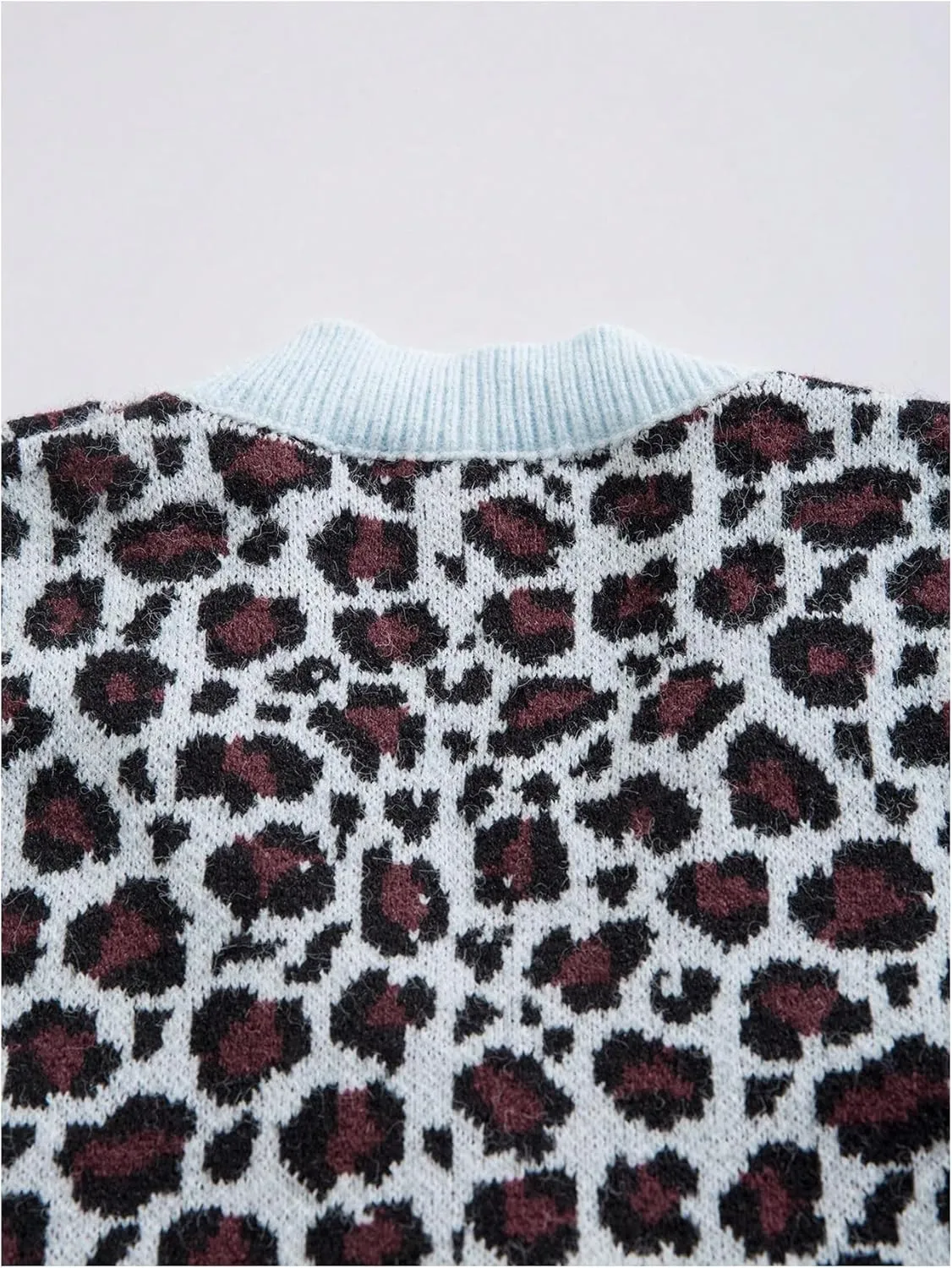 Men's Leopard Print Sweater Vest V Neck Button Down Sleeveless Knitted Cheetah Vest
