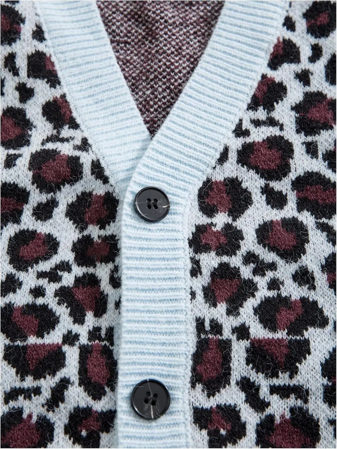 Men's Leopard Print Sweater Vest V Neck Button Down Sleeveless Knitted Cheetah Vest