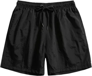 Mens Quick Dry Athletic Shorts Fashion Soild Color Beach Shorts 5" Summer Lightweight Gym Outdoor Workout Running Shorts