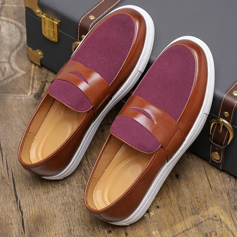 Men's Suede & Patent Leather Loafers - Lightweight Casual Sneakers with Sport Rubber Sole for Business, Office & Travel