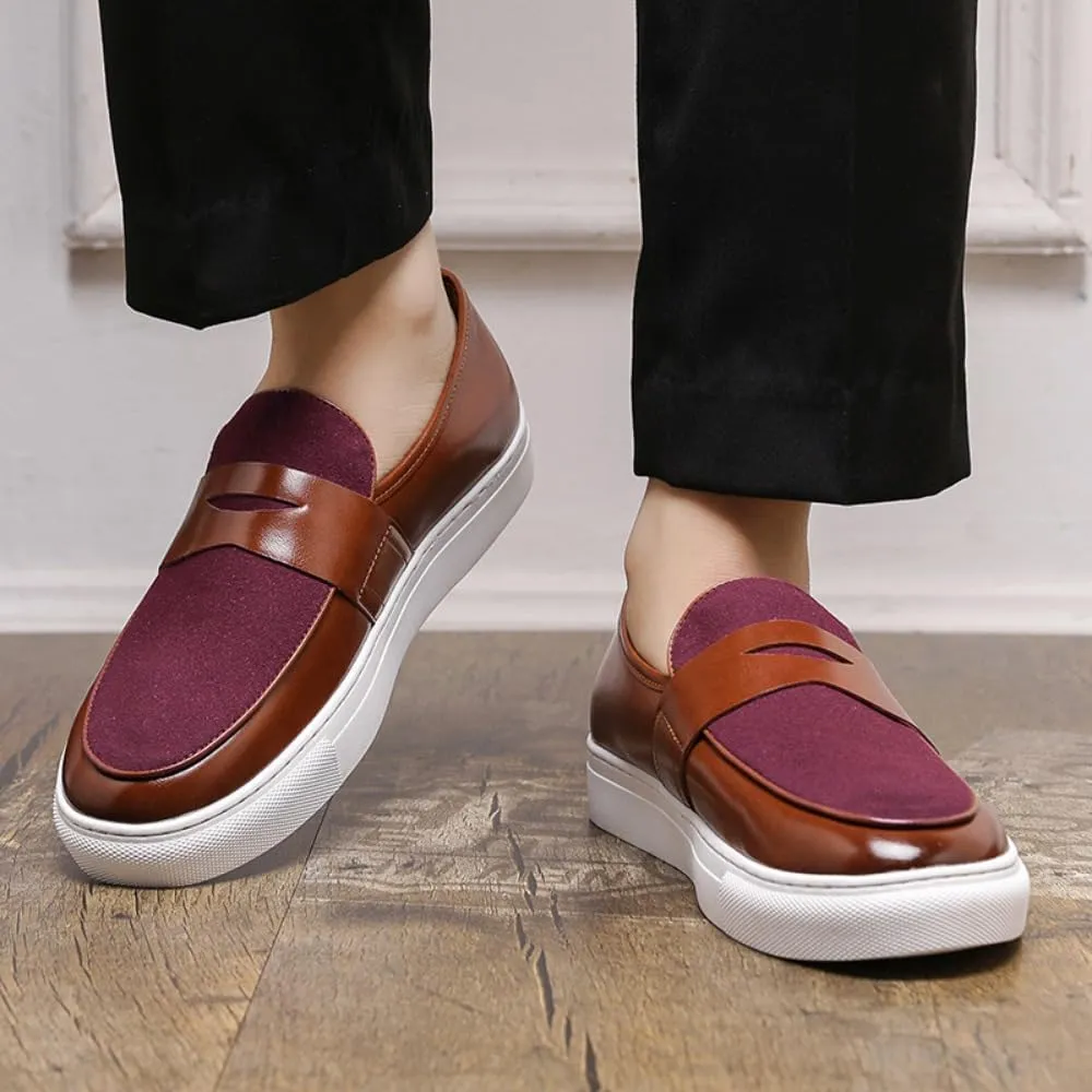 Men's Suede & Patent Leather Loafers - Lightweight Casual Sneakers with Sport Rubber Sole for Business, Office & Travel