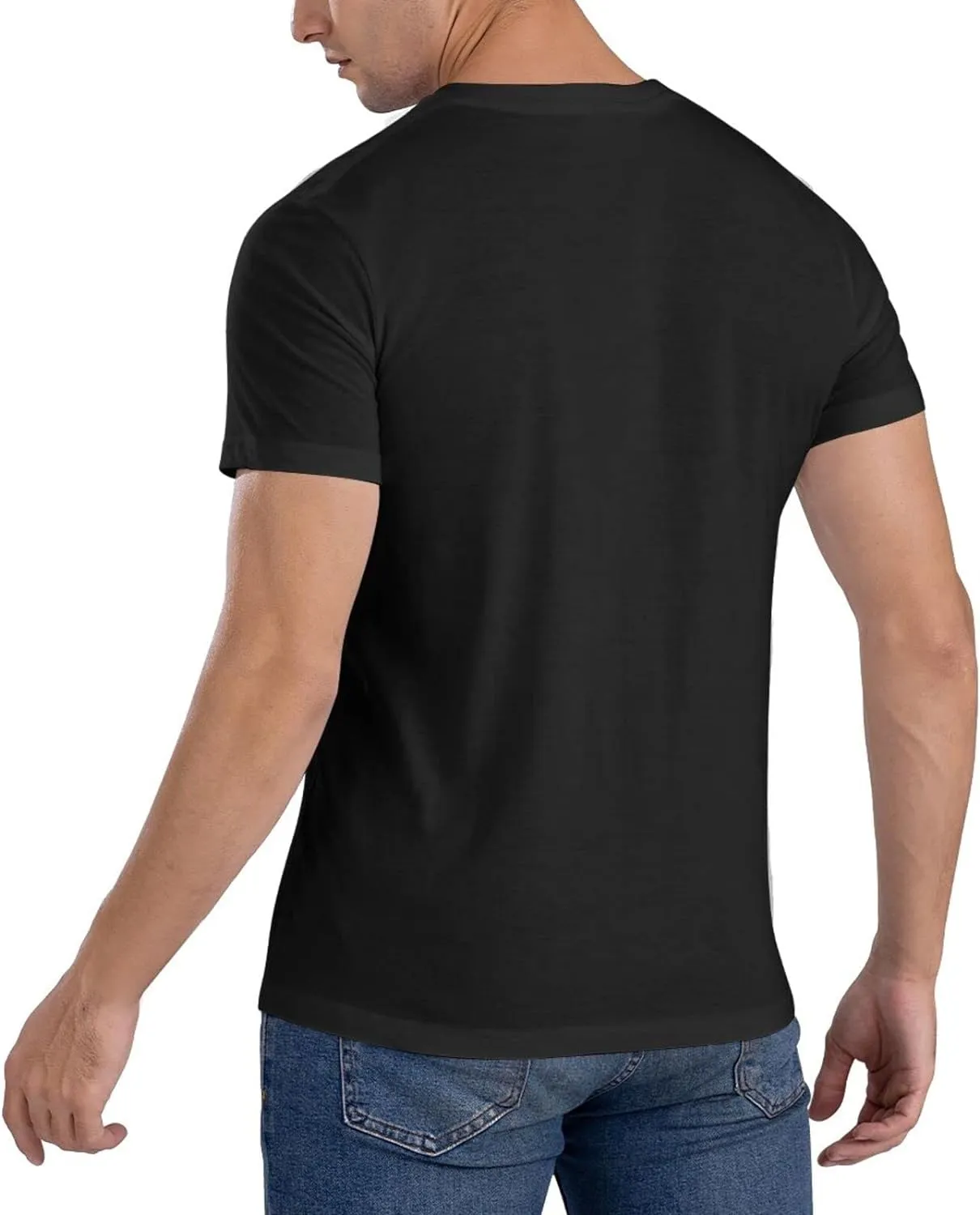 Men's T Shirt Cotton Graphic Short Sleeve Crew Neck Tee Shirts Casual Tops Black
