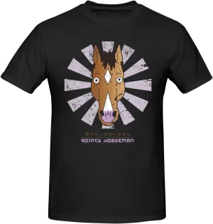 Men's T Shirt Cotton Graphic Short Sleeve Crew Neck Tee Shirts Casual Tops Black