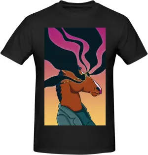 Men's T Shirt Cotton Graphic Short Sleeve Crew Neck Tee Shirts Casual Tops Black