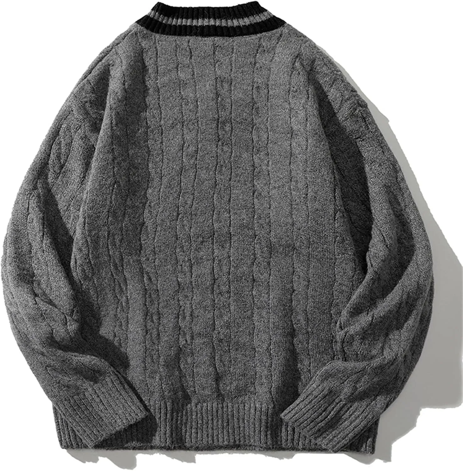 Men's V-Neck Sweater Autumn and Winter Solid Color Long-Sleeved Sweater Mens Sweaters Warm Jumper