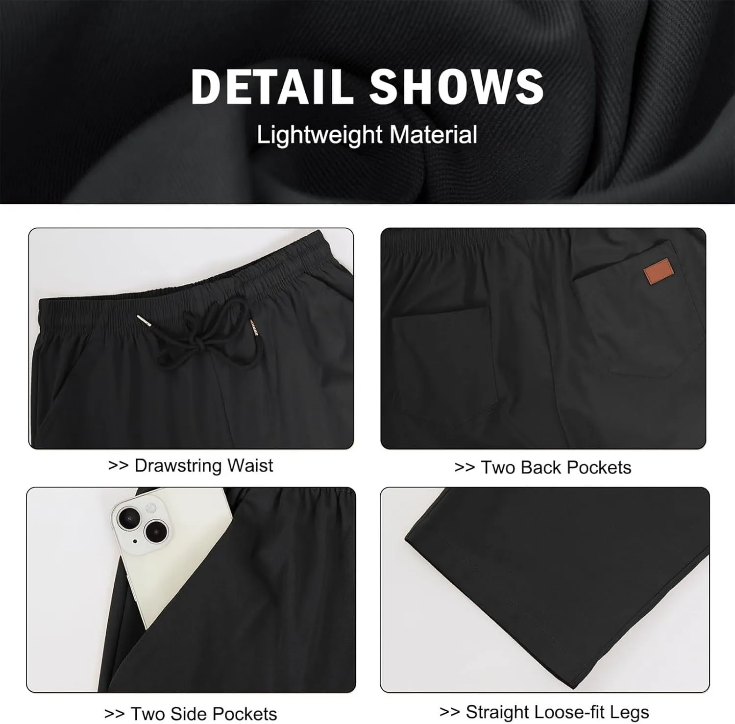 Mens Workout Pants Carpenter Tapered Flex Working Comfortable Pleated Sweatpants Business Trousers Gym Golf Pants