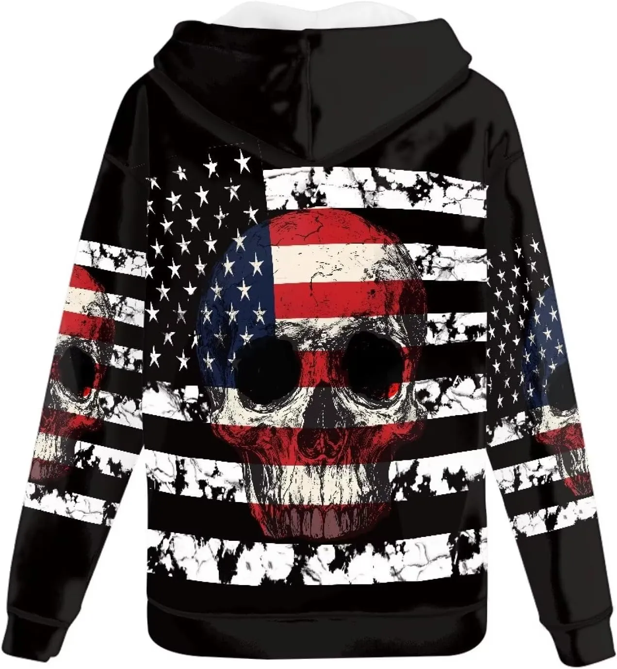 Mens Zip Up Hoodie Unique Print Hooded Sweatshirt Casual Oversized Long Sleeve Tops
