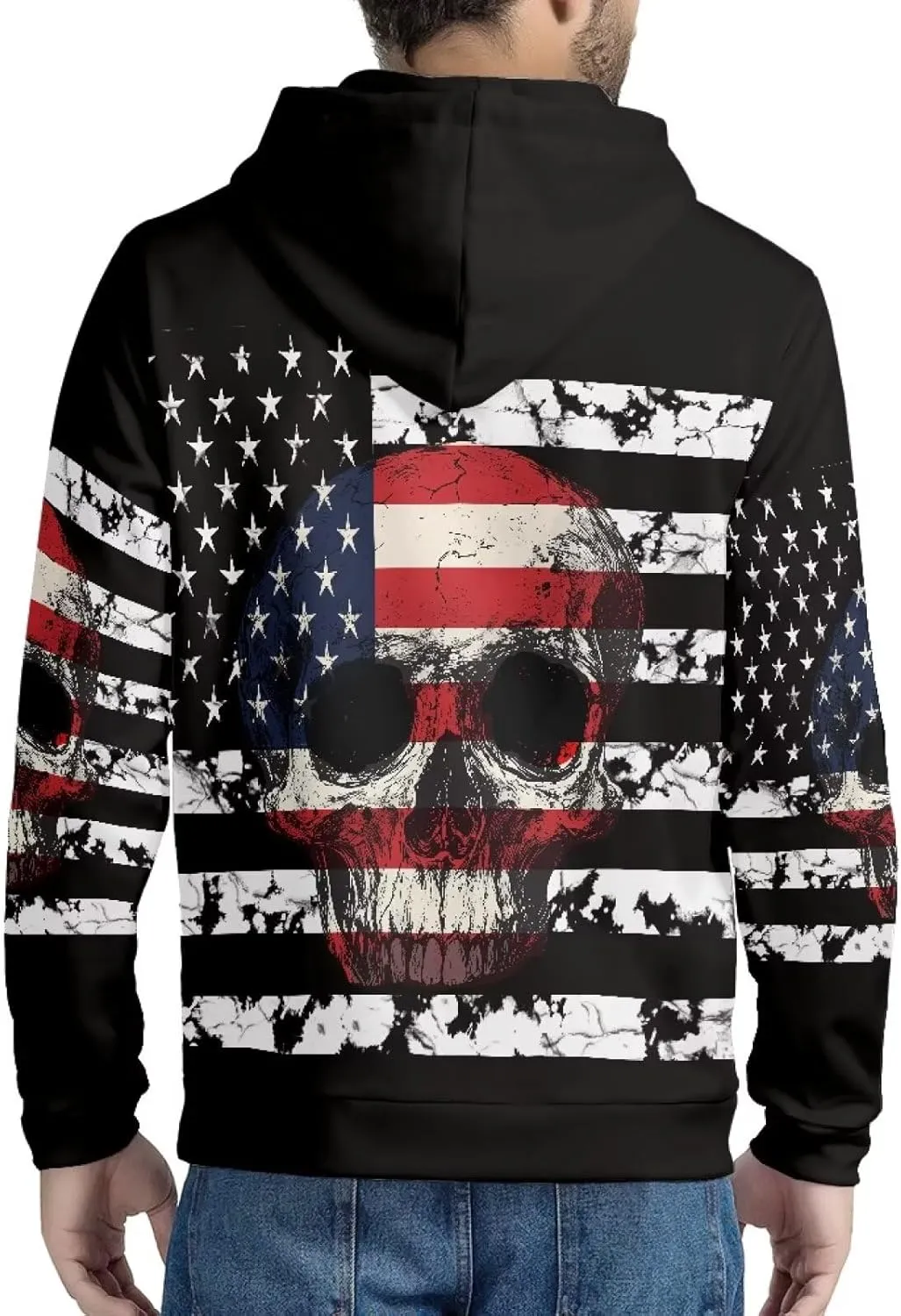 Mens Zip Up Hoodie Unique Print Hooded Sweatshirt Casual Oversized Long Sleeve Tops