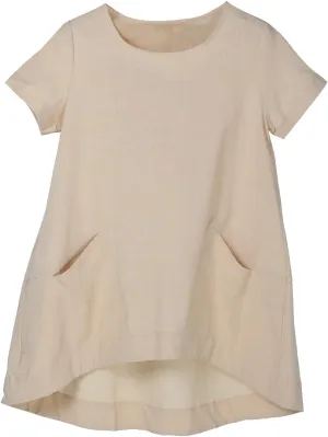 Minibee Women's Cotton Linen Short Sleeve Tunic/Top Tees