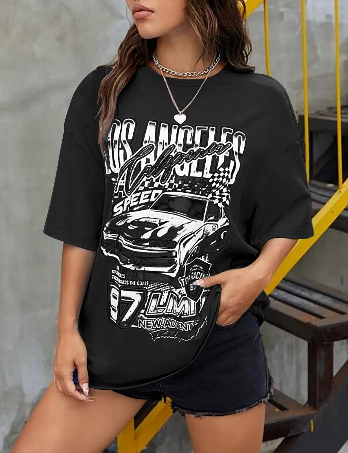 MISSACTIVER Womens Oversized Graphic Print T-Shirt Cartoon Drop Shoulder Short Sleeve Casual Graphics Tee Shirt