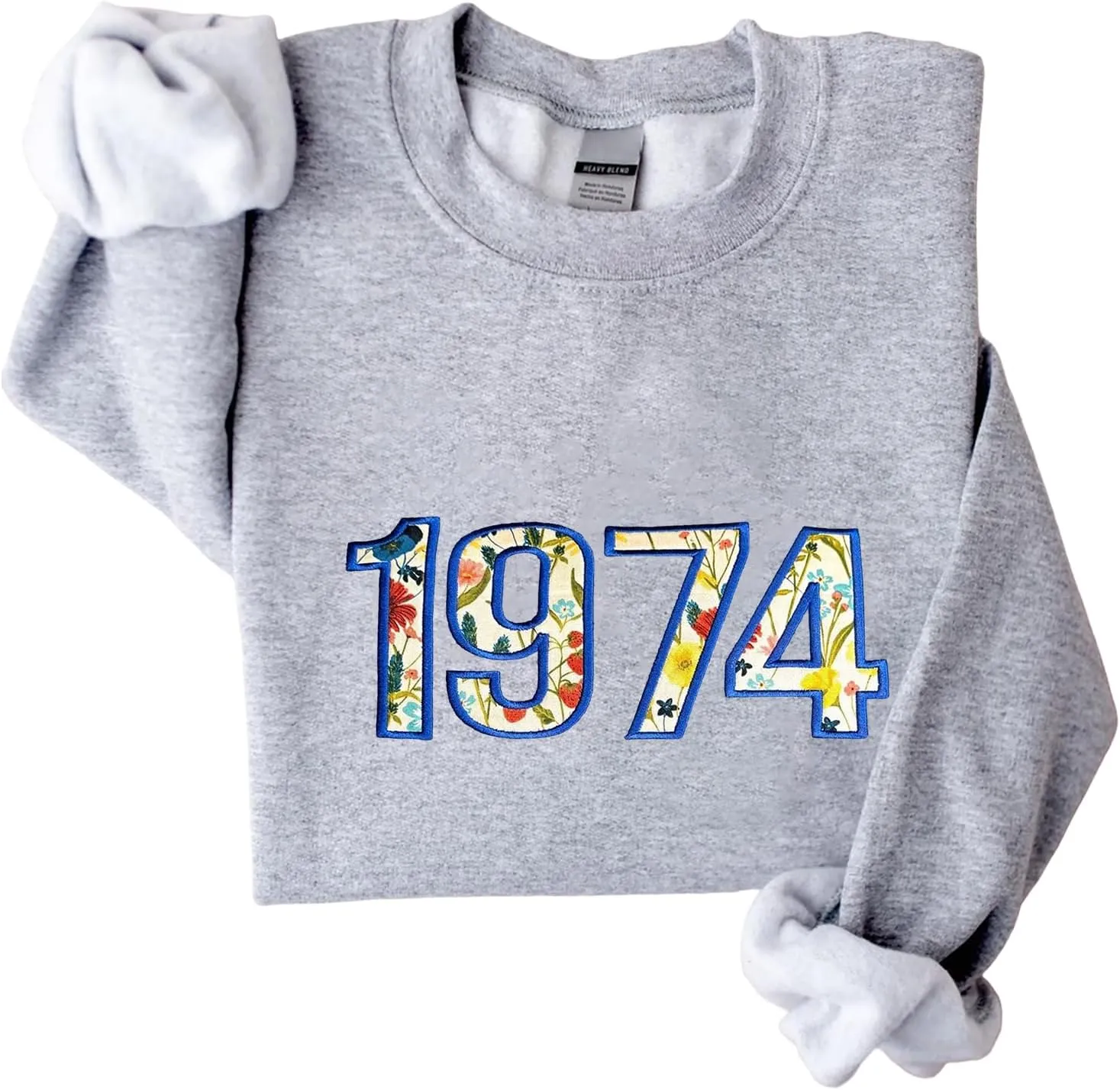 NAZENTI Custom Year Sweatshirt, Embroidered Birthday Sweatshirt, Personalized Birth Year Floral Mom Grandma Gifts for Women