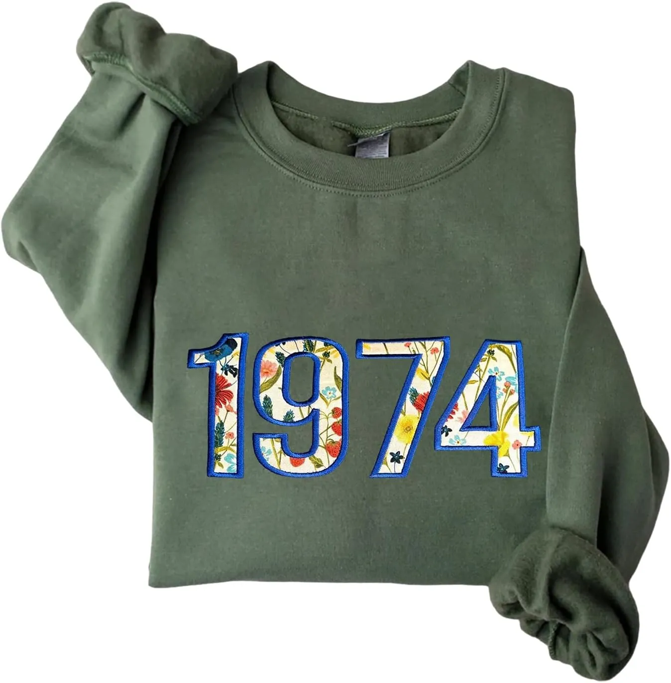 NAZENTI Custom Year Sweatshirt, Embroidered Birthday Sweatshirt, Personalized Birth Year Floral Mom Grandma Gifts for Women