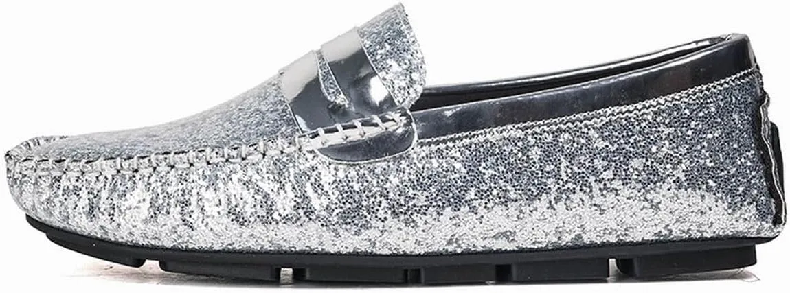New Mens Loafers Shoe Vegan Leather Shiny Penny Driving Loafers Anti-Slip Comfortable Flat Heel Wedding Casual Slip-ons