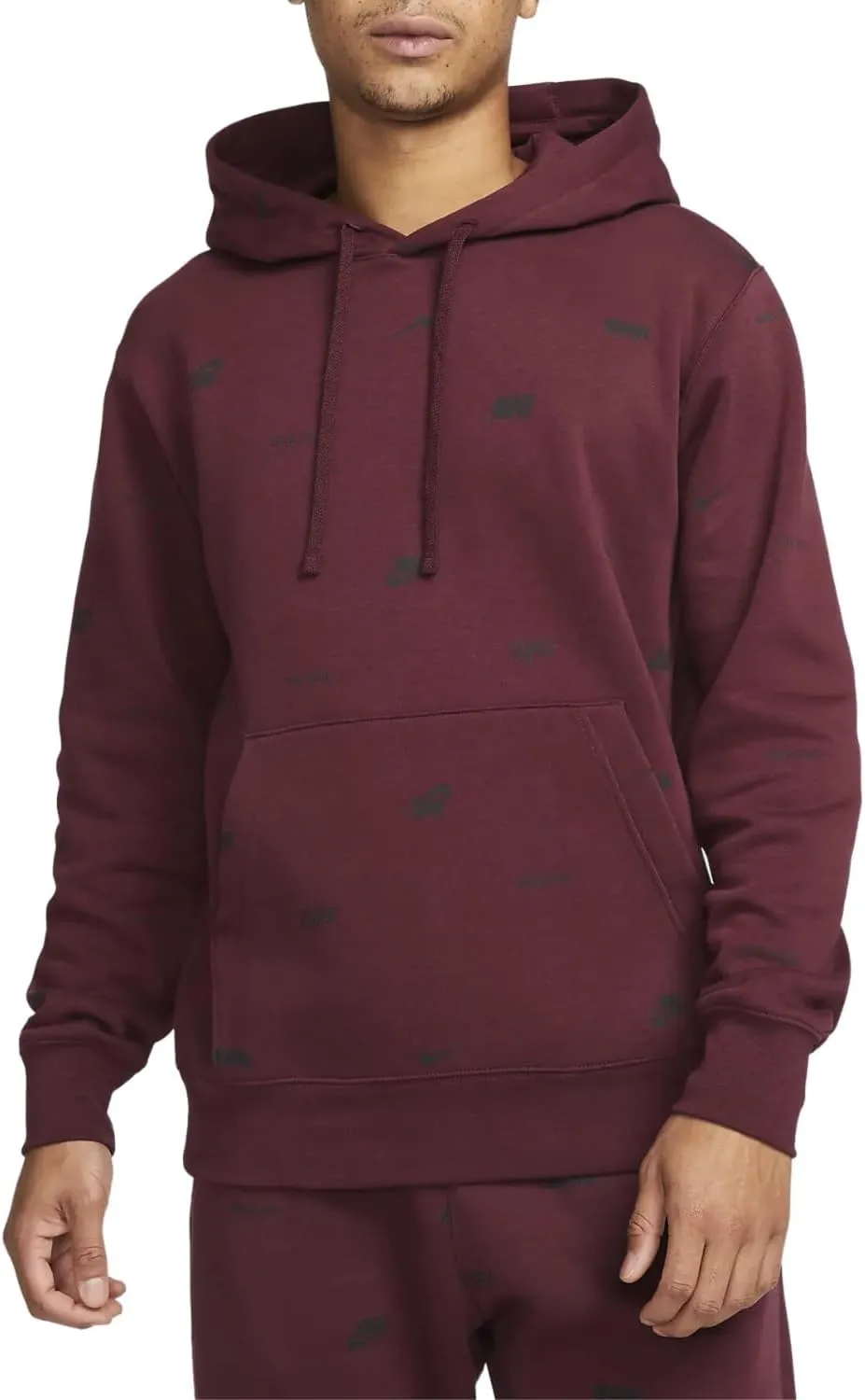 Nike Club AOP Mens Hoodie (FB7434-681, Maroon)