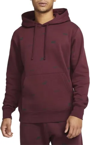 Nike Club AOP Mens Hoodie (FB7434-681, Maroon)