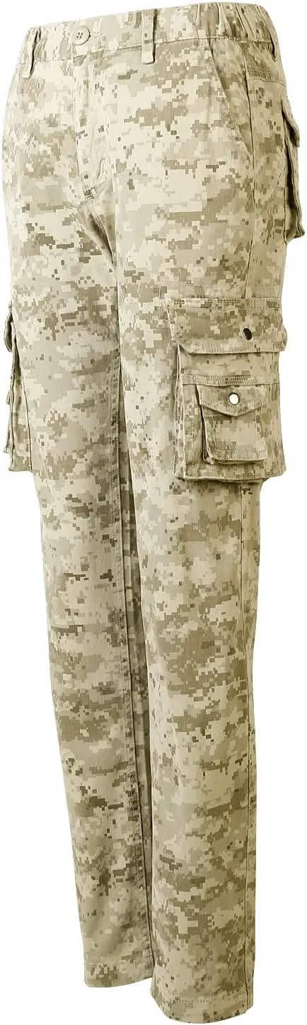 OCHENTA Women's Cotton Stretch Casual Cargo Pants Como Combat Straight Leg with Multi Pockets