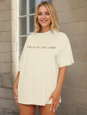 Oversized Jesus Shirts for Women Christian Faith Tshirt Trust in The Lord Saying Tee Tops