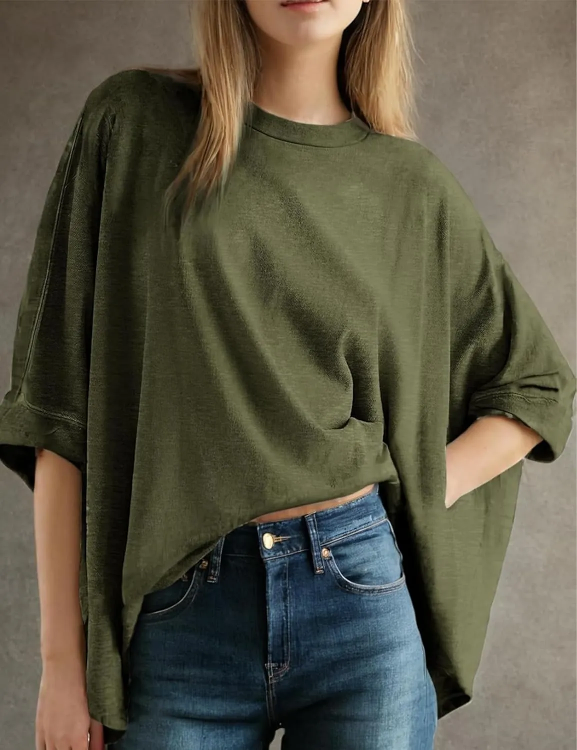 Oversized Tshirts for Women Short Batwing Sleeve Crewneck Summer Tee Tops