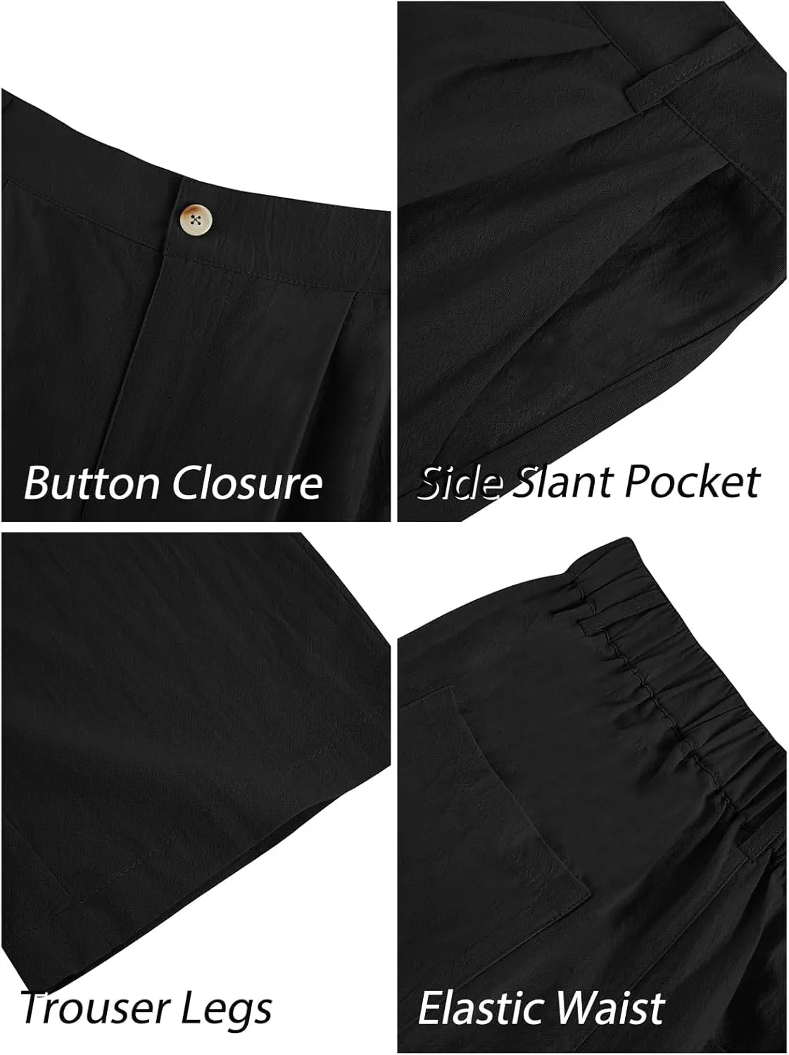 PASLTER Mens Casual Cotton Linen Pants Loose Fit Elastic Waist Yoga Beach Trousers with Pockets