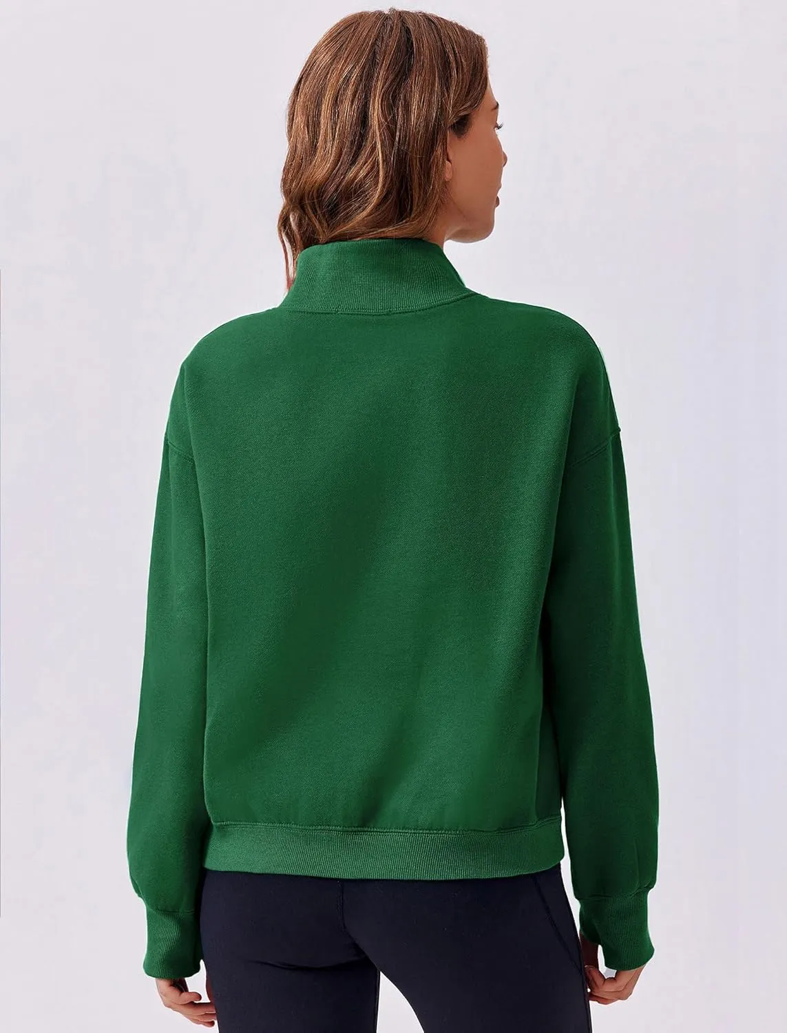 PINSPARK Sweatshirt for Women 2024 Fall Outfits Long Sleeve Fleece Top Turtleneck Sweater Shirts with Side Pockets Thumb Hole