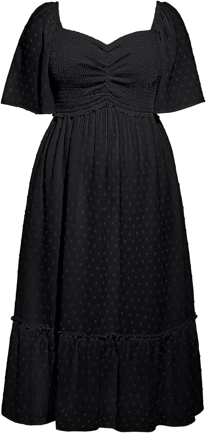 Plus Size Summer Dresses - Maxi Casual Wedding Guest Graduation Easter Long Dress with Pockets