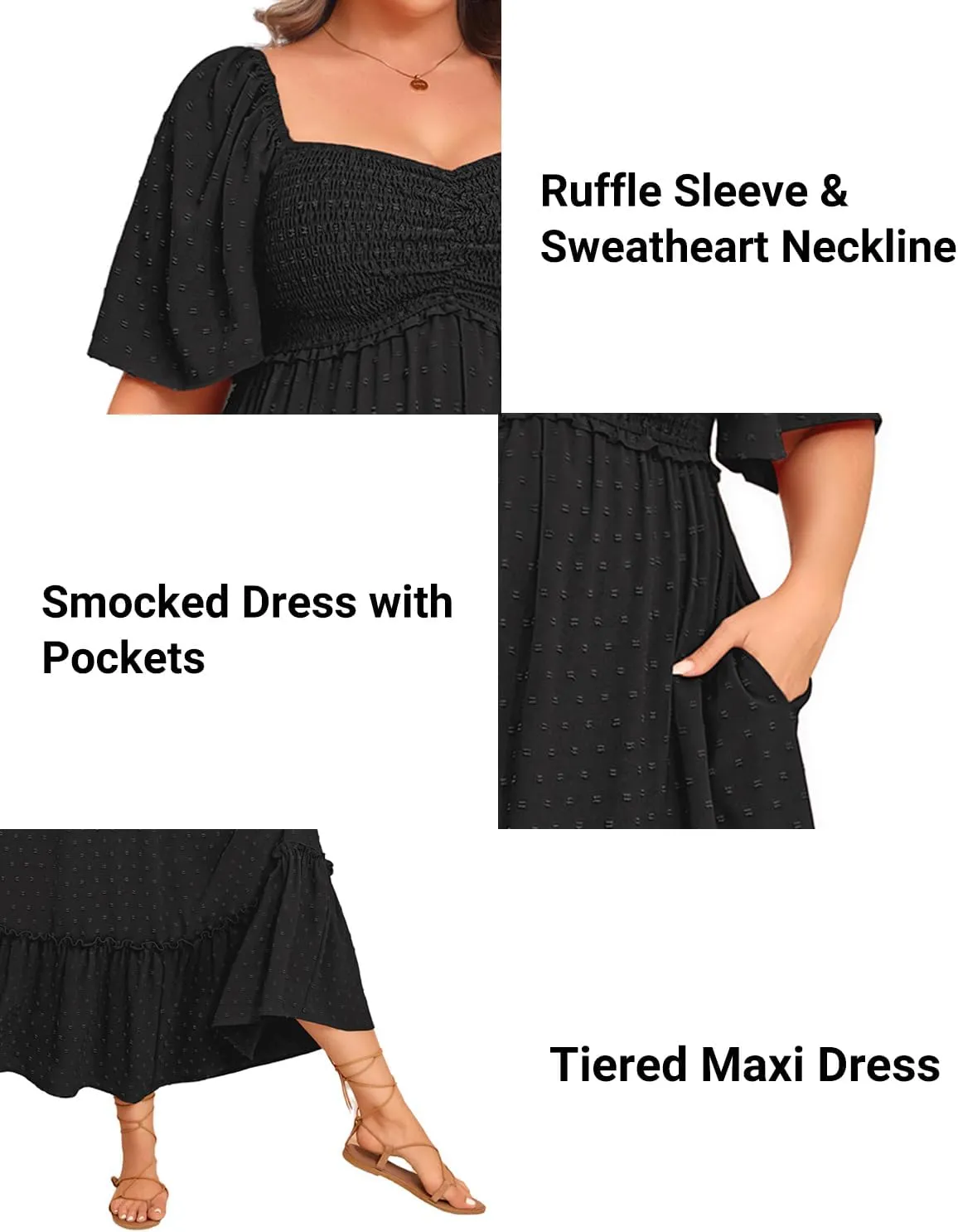 Plus Size Summer Dresses - Maxi Casual Wedding Guest Graduation Easter Long Dress with Pockets