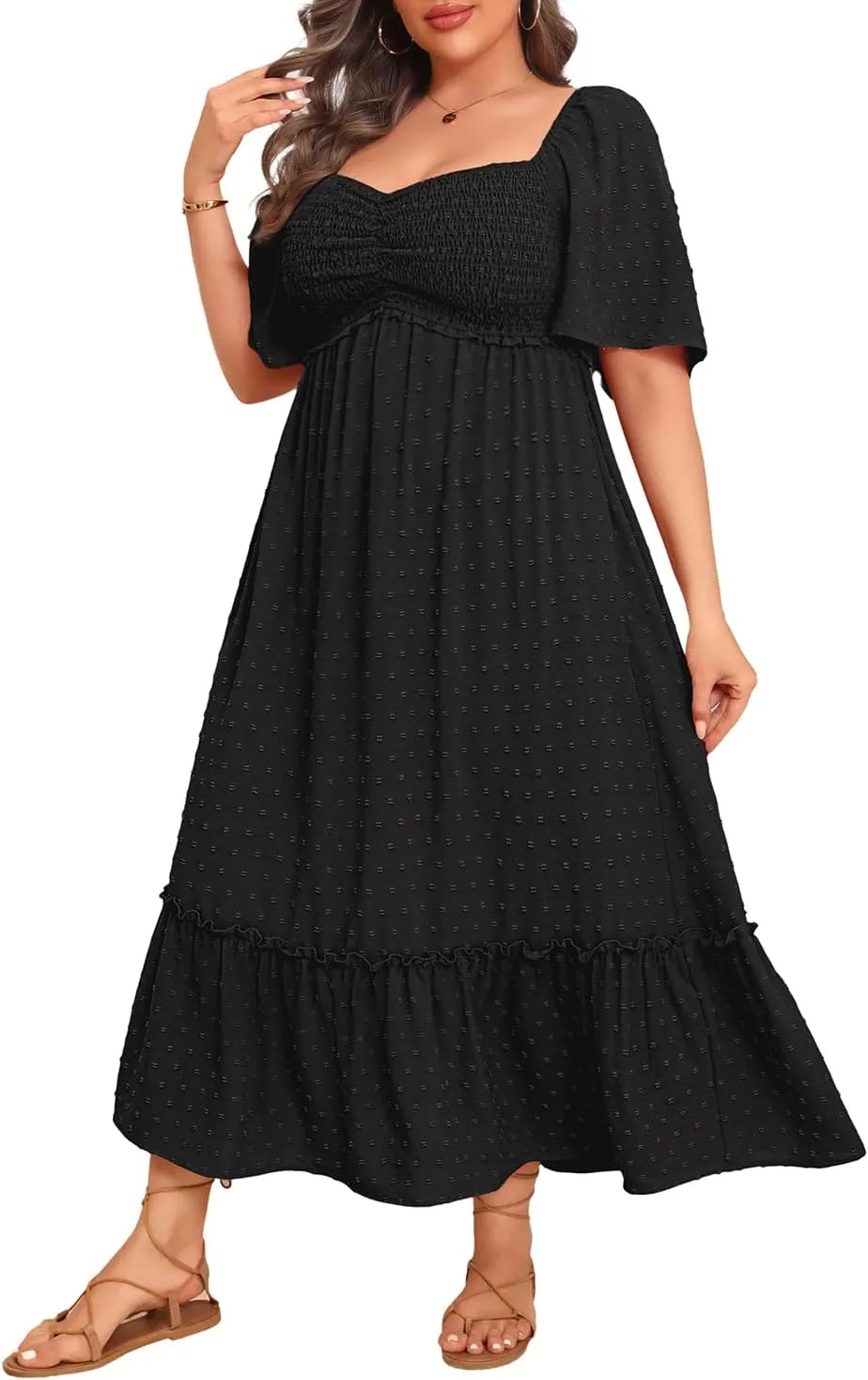 Plus Size Summer Dresses - Maxi Casual Wedding Guest Graduation Easter Long Dress with Pockets