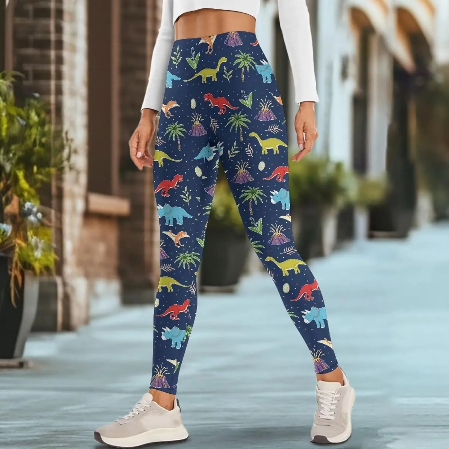 POLERO Womens Leggings Cute Yoga Pants with Pockets Tummy Control Casual High Waist Leggings XS-3XL