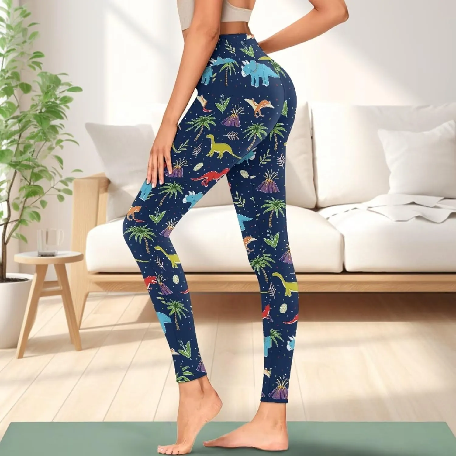 POLERO Womens Leggings Cute Yoga Pants with Pockets Tummy Control Casual High Waist Leggings XS-3XL