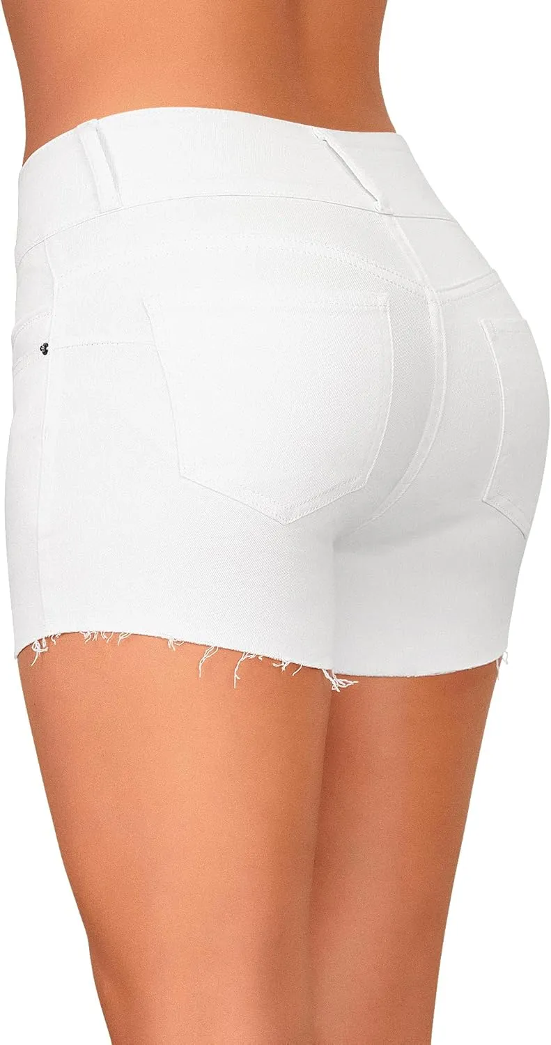 roswear Women's Summer High Waisted Jean Shorts Butt Lifting Stretchy Denim Cut Off Shorts