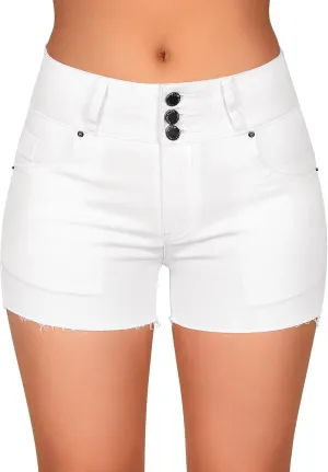 roswear Women's Summer High Waisted Jean Shorts Butt Lifting Stretchy Denim Cut Off Shorts
