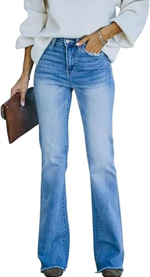 Sexyshine Women's Bell Bottom Jeans High Waisted Bootcut Flare Wide Leg Stretch Denim Pants