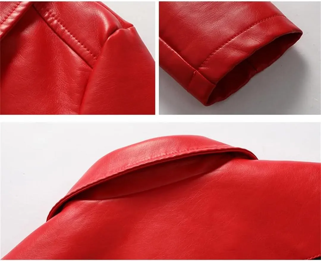 Slim Fit Faux Leather Jacket Women Classic Moto Biker PU Leater Jacket Spring Autumn Basic Zipper Coat